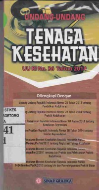 Undang-Undang Tenaga Kesehatan UU RI No. 36 Tahun 2014